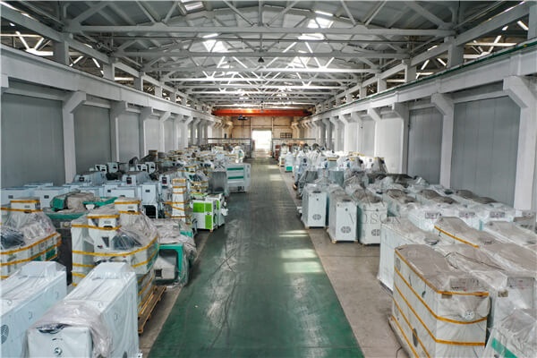 Modern rice milling machines prepared in an equipment workshop