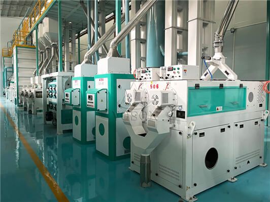 Commercial rice sheller plant with husking and aspiration equipment